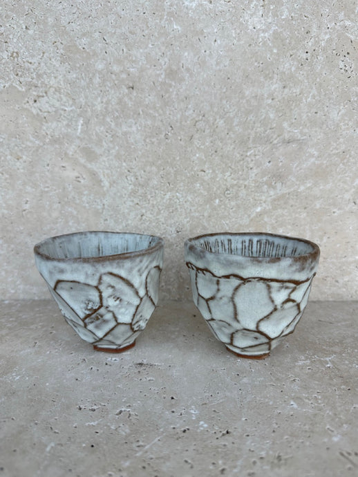 Green Tea Carved Rock Cups